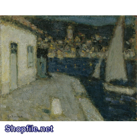 Tranh sơn dầu tàu bè ra khơi